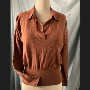 Madewell 100% Wool V-neck Collared Sweater